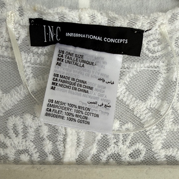 I.n.c. International Concepts Medallion Lace Kimono Cover up Womens Bright White - Picture 5 of 6